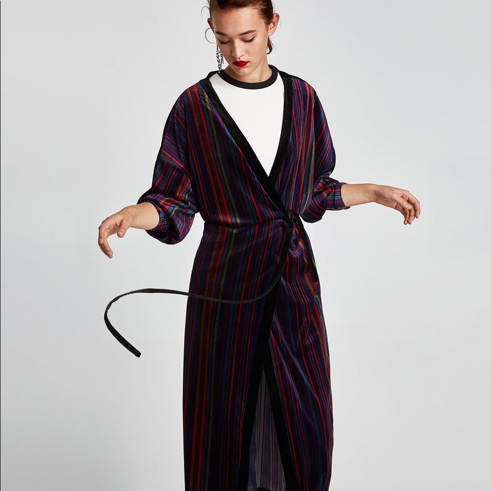 ZARA striped velvet dress